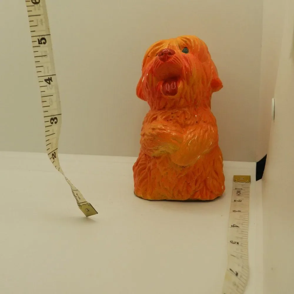 Chalkware Red Puppy Dog Decoration Vintage